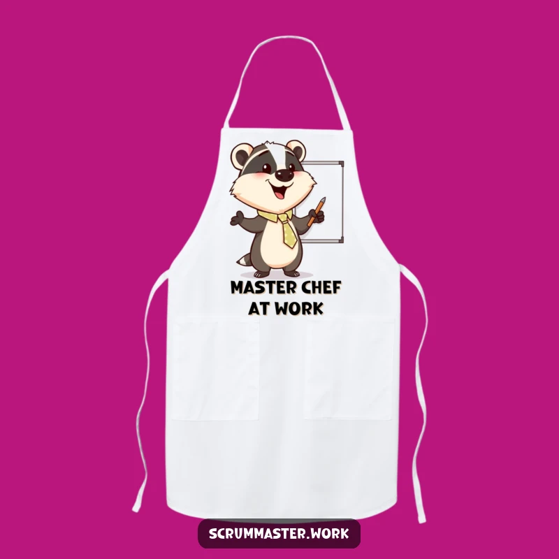 Funny Badger Tie Whiteboard Apron - Enthusiastic Kitchen Humor