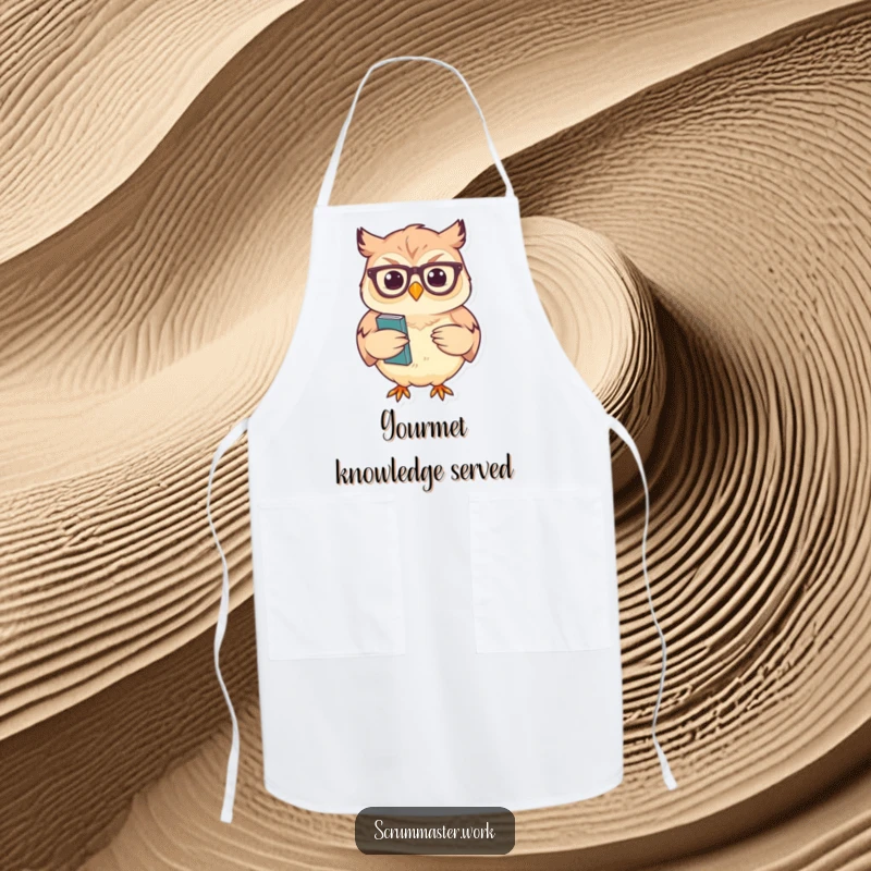 Funny Owl Glasses Nodding Apron: An apron with a wise owl holding notes, bringing humor to the kitchen.