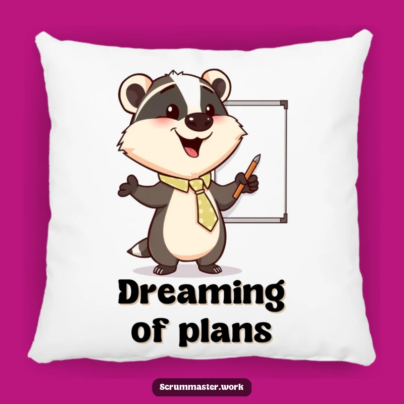 Funny Badger Tie Whiteboard Pillow - Cozy Motivational Accent