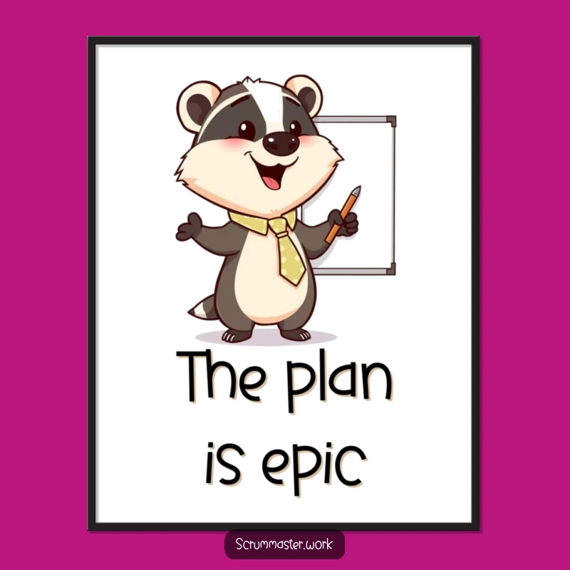 Funny Badger Tie Whiteboard Digital Print - Instant Motivational Art