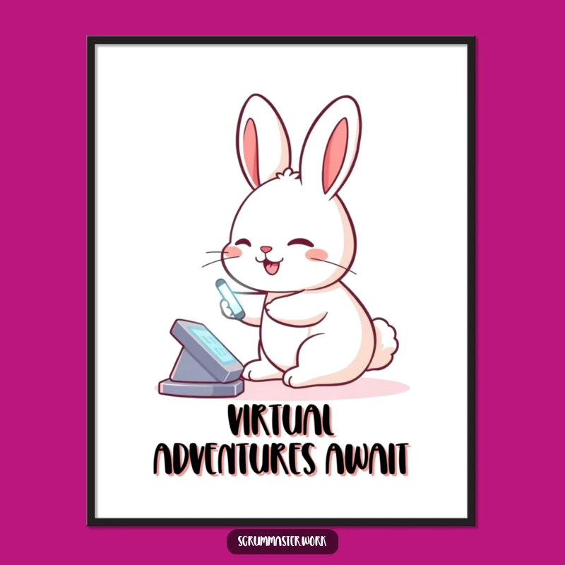 Funny Rabbit Virtual Board Digital Print - Instant Techy Art