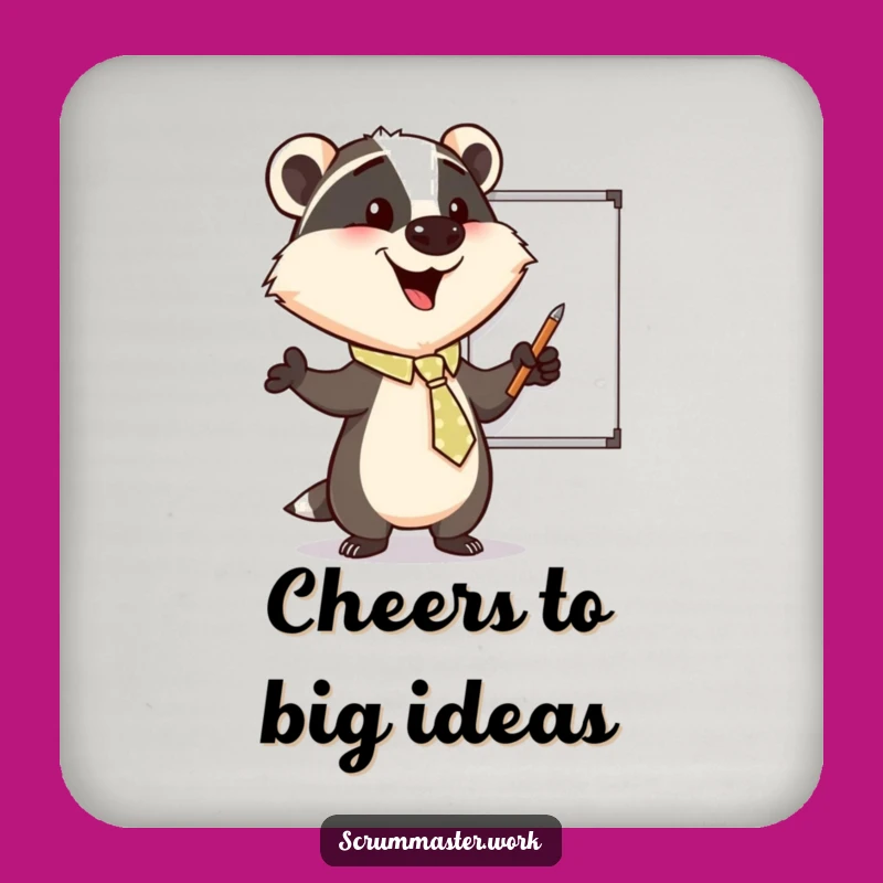 Funny Badger Tie Whiteboard Coaster - Protect Surfaces with Enthusiasm