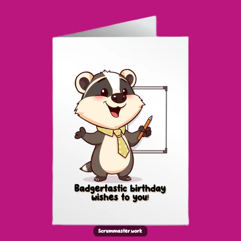 Free Printable Badger Birthday Card: Enthusiastic Tie Pointer - Funny Downloadable Gift!